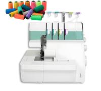 Heavy-Duty Overlock Sewing Machine, Coverstitch Serger with 2-3-4 Stitch Capability, Trim Trap, Snap-on Presser Feet for Beginners and Professionals green