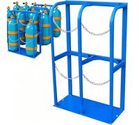 Heavy-Duty Oxygen Cylinder Storage Rack, Floor Mount Gas Bottle Fixing Bracket, Portable Steel Holder with Safety Chain & Screws(60x30x100cm)