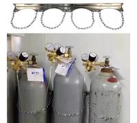 Heavy-Duty Oxygen Tank Holder - Wall-Mounted Acetylene & Nitrous Storagege Bracket with Safety Chain - Secure E Cylinder Carrier for Industrial & Home Use（Four）