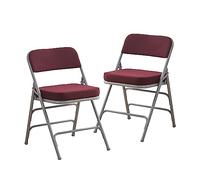 Heavy Duty Padded Folding Chair Set - 2 Pack Foldable Chairs with Thick Cushions for Indoor Outdoor Dining and Party Use - Metal Frame Red