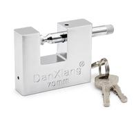 Heavy Duty Padlock 70mm with 3 Keys, Large Chrome-Plated Padlock with Keys, Weather Resistant Outdoor Lock for Container, Garage Door, Large Gate, Shed, Storage Unit and Chain