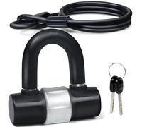 Heavy Duty Padlock with 1.5M Cable Lock - Weatherproof & Rustproof Motorcycle Lock - Ideal for Motorbike, Scooter, Shed, Gate & Garden Fence