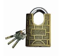 Heavy-Duty Padlock, Zinc Alloy Key Padlock,Vintage Brass Lock,Anti-Hydraulic Shears,60mm,3 Keys(Style1)