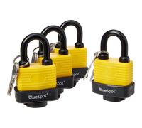 Heavy Duty Padlocks Keyed Alike 40mm Water Resistant Steel Plastic Covered - 4PC
