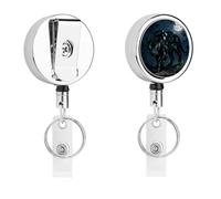 Heavy Duty Panther Night Badge Reel with 360° Swivel Alligator Clip & 24" Retractable Nylon Cord Lightweight Name Badge Holder for Nurse Teacher Office Worker Id Card Decor
