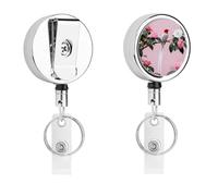 Heavy Duty Paradise Flycatcher on Camellia Badge Reel with 360° Swivel Alligator Clip & 24" Retractable Nylon Cord Lightweight Name Badge Holder for Nurse Teacher Office Worker Id Card Decor