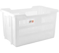 Heavy Duty Perforated Transport Container 60x50x36cm White Stackable Crate