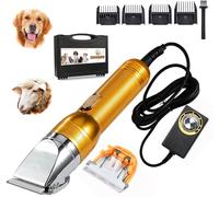 Heavy Duty Pet Grooming Clippers,Powerful 36V Motor for Thick Coats, Professional Grooming Shears Fur Hair Trimmers Tool for Dogs, Sheep, Horses, Livestock & Cats (Gold UK)