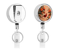Heavy Duty Pheasant in Camellia Badge Reel with 360° Swivel Alligator Clip & 24" Retractable Nylon Cord Lightweight Name Badge Holder for Nurse Teacher Office Worker Id Card Decor