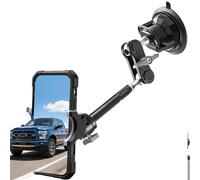 Heavy Duty Phone Mount for Truck, Suction Cup Windshield Car Phone Holder, Ultra-Durable Mteal Car PhoneHolder for F- 150 RAM Silverado Kenworth Peterbilt Freightliner, 360° Anti-Shake Car Phone Mount