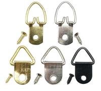 Heavy Duty Picture Hanging Kit 200Pcs Triangle Golden Silver Black D-Ring Oil Painting Mirror Frame Hanger Art Work Photo Wall Hook with Screw for(C Silver 13x23mm)