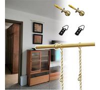 Heavy Duty Picture Hanging Kit, Gallery Frame Rail Hooks and Wire, Antique Brass with Gold Chains, for Artwork and Framed Photos