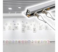 Heavy Duty Picture Hanging Kit Invisible Click Rail System with Steel Cables Adjustable Art Gallery Display Set (1.5m Rail 2m Cable 3 Hooks) for Office & Home Décor