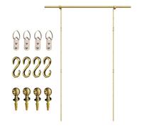 Heavy Duty Picture Hanging System - 4.9ft Brass Click Rail Track with Adjustable Hooks Perfect for Photos Paintings Art Gallery Display Easy Installation Kit