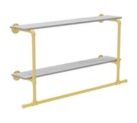 Heavy Duty Pipe Clothes Rail Wall Mounted Garment Rack -Golden+Marble White