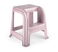 Heavy Duty Plastic 2 Step Stool for Adults & Kids - Anti-Slip Bottom - Perfect for Kitchen, Bathroom & Bedroom - 150kg Max Load (Pink)
