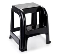 Heavy Duty Plastic 2 Step Stool for Adults & Kids - Anti-Slip Bottom - Perfect for Kitchen, Bathroom & Bedroom - 150kg Max Load (Black)