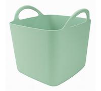 Heavy Duty Plastic Flexi Tub Home Garden Flexible Storage Bucket Laundry Toys Kitchen Bucket, Rubble Container, 2-Handled Recycled Tub (9L- Mint Green Flexi Tub Square)