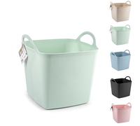 Heavy Duty Plastic Flexi Tub Home Garden Flexible Storage Bucket Laundry Toys Kitchen Bucket, Rubble Container, 2-Handled Recycled Tub (16L - Mint Green Flexi Tub)
