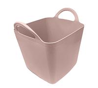 Heavy Duty Plastic Flexi Tub Home Garden Flexible Storage Bucket Laundry Toys Kitchen Bucket, Rubble Container, 2-Handled Recycled Tub (9L - Pink Flexi Tub Square)