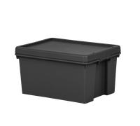 Heavy Duty Plastic Storage Box with Lid Stackable Reusable Bin Container Black