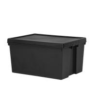 Heavy Duty Plastic Storage Box with Lid Stackable Reusable Bin Container Black
