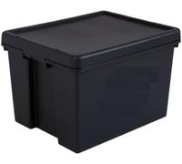 Wham Bam Upcycled Heavy Duty Black 45L Medium Plastic Stackable Storage Box With Lid
