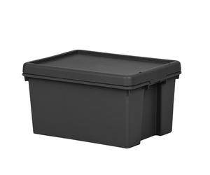 Heavy Duty Plastic Storage Box with Lid Stackable Reusable Bin Container Black