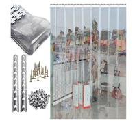 Heavy-Duty Plastic Strip Door Curtain Kit - 0.06'' Thick Clear PVC for Walk-in Coolers Freezers & Warehouses - Waterproof Smooth Design (53.15x157.48in)