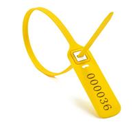 Heavy Duty Plastic Truck-Trailer Seals Numbered Security Tags Safety Ties Pull-Tight Pad-Locks Cable Pull Ties - Straps, Metal Insert Clip Lock, Length 400 mm 15.8" (Yellow, 100 PCS)