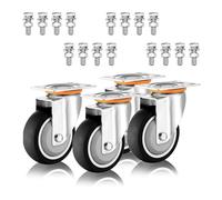 Heavy Duty Plate Caster Wheel 3in 4in 5in Set Of 4 No Noise Silent Thermoplastic Rubber Industrial Casters Swivel Castors With Dual Locking Brakes For Carts Furniture(