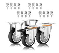 Heavy Duty Plate Caster Wheel 3in 4in 5in Set Of 4 No Noise Silent Thermoplastic Rubber Industrial Casters Swivel Castors With Dual Locking Brakes For Carts Furniture(
