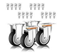 Heavy Duty Plate Caster Wheel 3in 4in 5in Set Of 4 No Noise Silent Thermoplastic Rubber Industrial Casters Swivel Castors With Dual Locking Brakes For Carts Furniture(