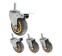 Heavy Duty Plate Casters 3" 4" 5"M12 Thread Rubber Silent Swivel Wheels 300kg Capacity Industrial Transport with Brake Universal Fit for Smooth Mobility
