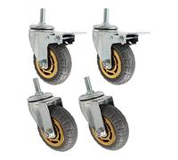 Heavy Duty Plate Casters 3"/4"/5" Rubber Silent Swivel Wheels M12 Thread 300kg Capacity Industrial Transport with Brake Universal Fit for Easy Mobility