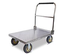 Heavy Duty Platform Cart with Stainless Steel Deck Foldable Handle & Cushioned Grip Perfect for Moving Transporting Heavy Loads and Industrial Use