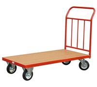 Heavy Duty Platform Truck 300kg, Steel Flatbed Trolley with Long Deck, Platform Trolley with Brake Wheels