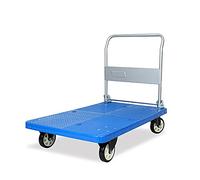 Heavy Duty Platform Truck with High Loading Capacity Foldable Handle for Easy Storage Durable Plastic Chassis Medium Size Hand Trolley for Easy Carry and Transport