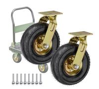 Heavy Duty Pneumatic Replacement Wheels - 8 & 10 Inch Rubber Casters for DIY Workbench Trolley, Puncture-Proof, Quiet Swivel Design for Effortless Movement