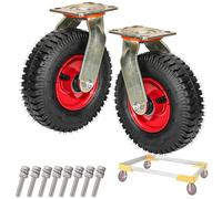 Heavy Duty Pneumatic Swivel Caster Wheel, 8/10 Inch Rubber Industrial Wheel with Tyre Veins, Silent Movement for Hand Trucks and Wheelbarrows, Perfect for Heavy Loads
