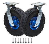 Heavy Duty Pneumatic Swivel Casters with Brake 8 10 Inch Industrial Wheels Quiet Shock Absorption 770 LB Load Capacity for Fur Carts and Equipment