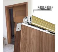 Heavy Duty Pocket Door Hardware KitTop Mounted Sliding Barn Door Track System Aluminum Rail with Rollers & Accessories 1.9m (6.2ft) Champagne Finish