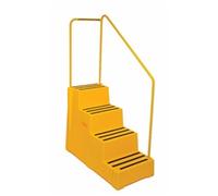 Heavy Duty Polyethylene Industrial Step; 4 Tread with Handrail; Yellow