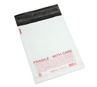 Heavy Duty Polythene Mailing Postal Mailer Bags Shipping White with Red Fragile(H5-270x360mm (10.62'' x 14.17''),100)