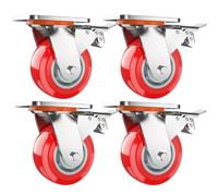 Heavy Duty Polyurethane Caster Set - 4 Pack 4/5/6/8 Inch Swivel Wheels for Furniture, Workbench, Locking Casters for Enhanced Stability and Easy Mobility