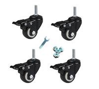 Heavy Duty Polyurethane Castor Wheels - 50mm Industrial Stem Casters with M12 Screw 4 Brake Trolley Wheels for Heavy-Duty Industrial Use