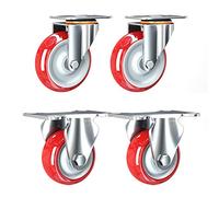 Heavy-Duty Polyurethane Furniture Casters - 180kg Capacity Swivel Plate Wheels for Carts Cabinets & Workbenches - Transport Wheels with Screws