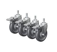 Heavy Duty Polyurethane Swivel Caster Wheels 2.5in 3in 4in with M12×25mm Threaded Stem4 Pack Dual Locking No Noise Ideal for Furniture Replacement 100% Durable