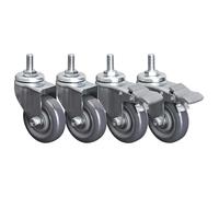 Heavy Duty Polyurethane Swivel Caster Wheels 4 Pack2.5in 3in 4in Silent Dual Locking with Double Ball Bearings & M12 Threaded Stem for Industrial Use