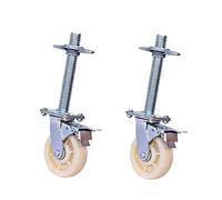 Heavy-Duty Polyurethane Swivel Casters, Set of 2, for Industrial Scaffolding, Furniture Locking Wheels, Robust Construction, Fixed Screw Mounting